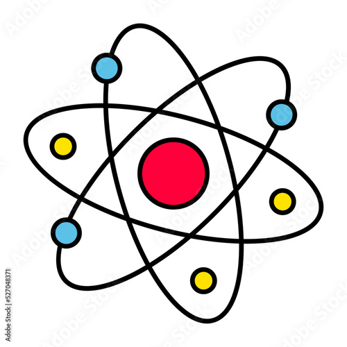 Nuclear biotech Concept, electronic orbital vector color icon design, Biochemistry symbol, Biotechnology and Biochemical Sign, Science and engineering stock illustration