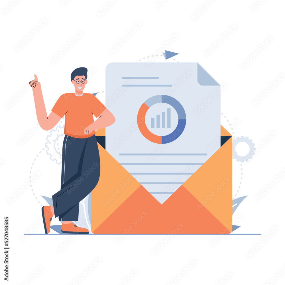 Manager doing E-Mail Marketing illustration concept