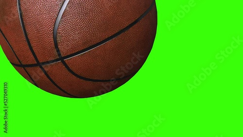 three animation 3D with basketball ball on green screen - Broadcast Chroma key ready - Olympic Games Paris 2024