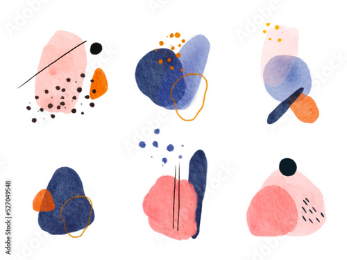 Mid Century Modern Wall Art, Watercolor Abstract Shapes Art, Minimalist geometric Prints, Mid Century Painting. Abstract Printable wall art Mid century modern. Watercolor shape and dots