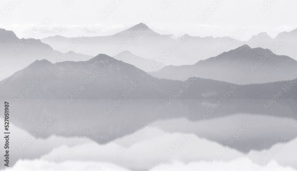 peaceful spring Chinese painting of mountains and rivers Clouds and pines High mountains of China peaceful spring Chinese painting of mountains and rivers Clouds and pines High mountains of China