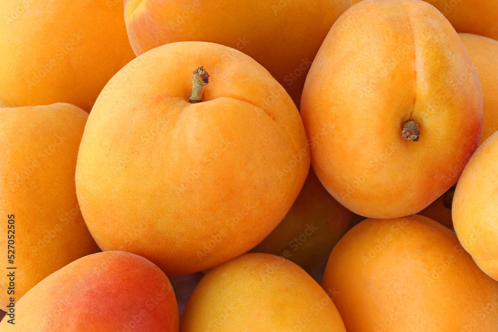 The big flat apricots as a full frame. Background The big flat apricots as a full frame. Background