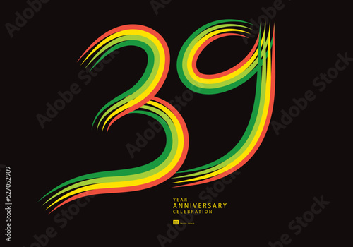 39 years anniversary celebration logotype colorful line vector, 39th birthday logo, 39 number design, Banner template, logo number elements for invitation card, poster, t-shirt.