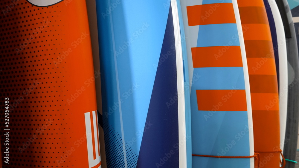 Αυτοκόλλητο Close up Set of colorful surfboards for Rent