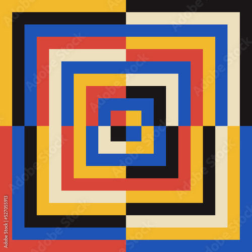 Bauhaus background with vintage primitive squares shapes