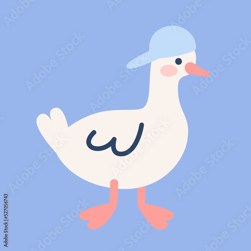 Illustration of a cute duck in baseball cap