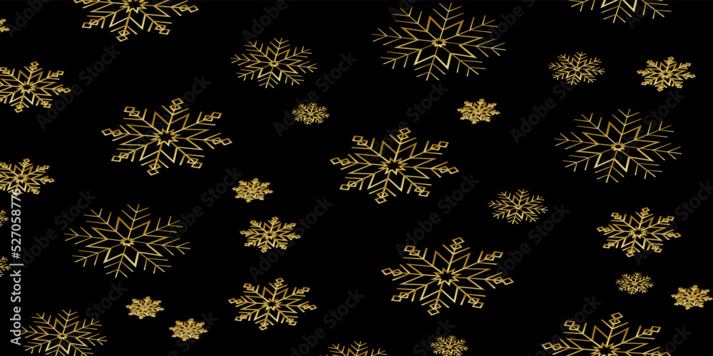 Abstract black background with gold snowflake Abstract black background with gold snowflake