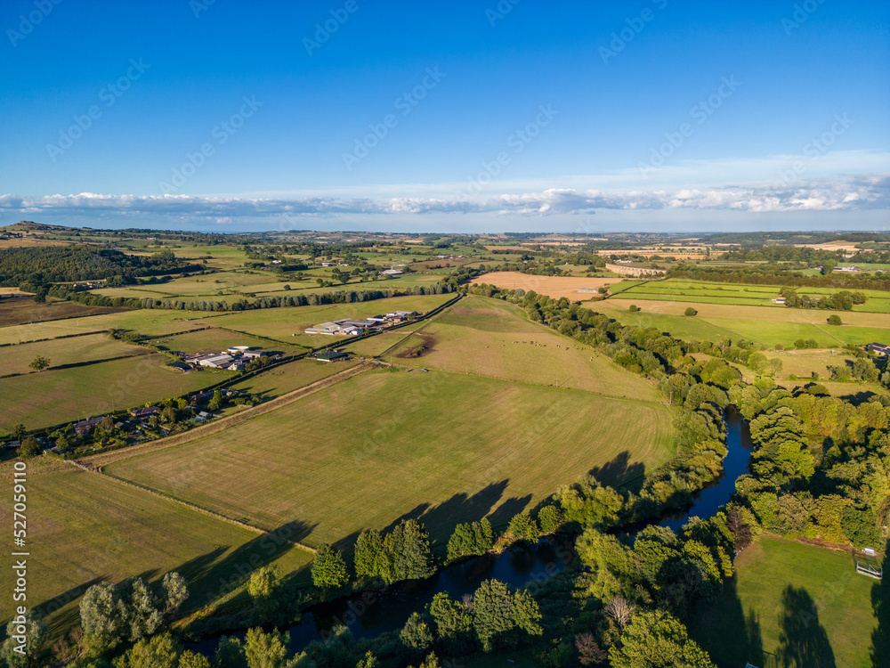 Panoramic aerial view over North Yorkshire countryside