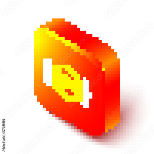Isometric line NFT Digital crypto art icon isolated on white background. Non fungible token. Orange square button. Vector