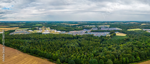 Fototapeta Naklejka Na Ścianę i Meble -  Aerial view over Leeds Festival in Bramham Park