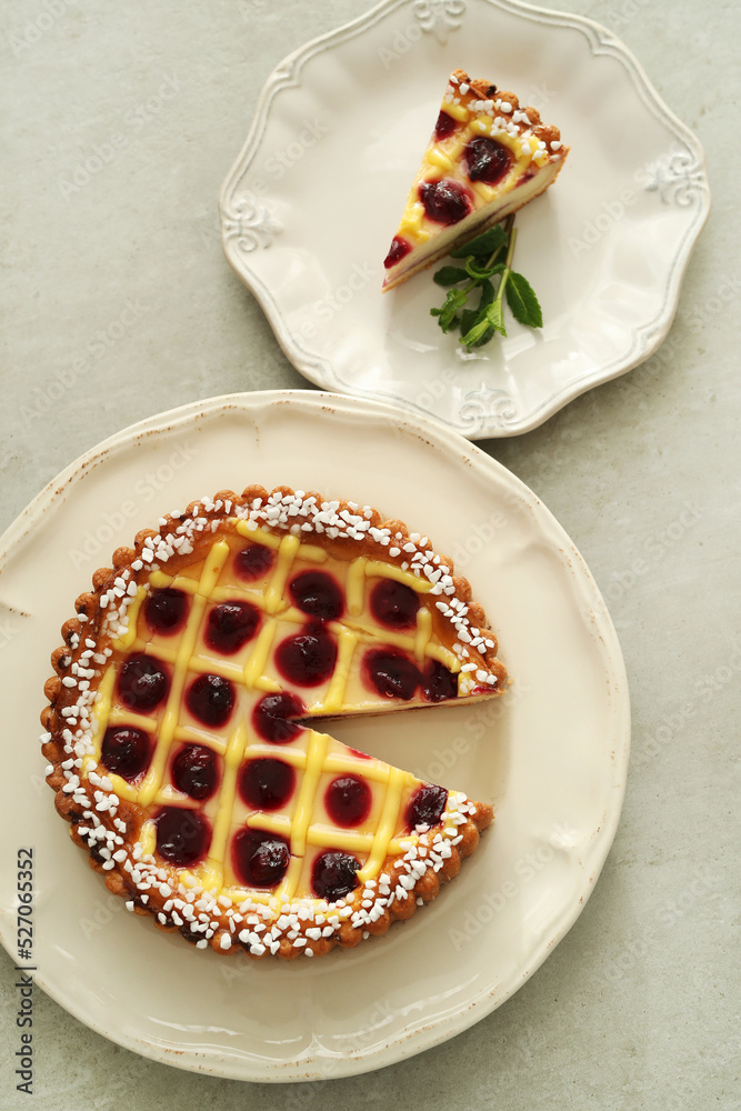 Delicious fresh homemade hot pie with berries on the plate Delicious fresh homemade hot pie with berries on the plate