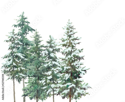Slika na platnu Watercolor winter woodland background