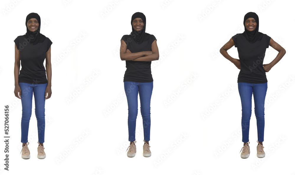 Obraz premium front view of a same woman with burka on white background