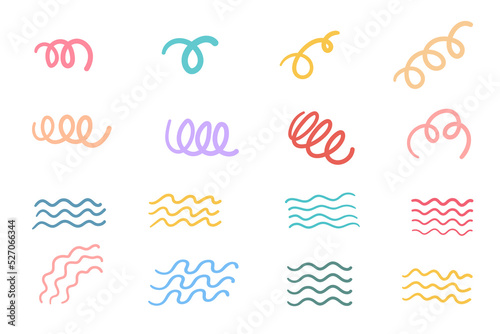 hand drawn spiral lines for decorating cards in minimalist style