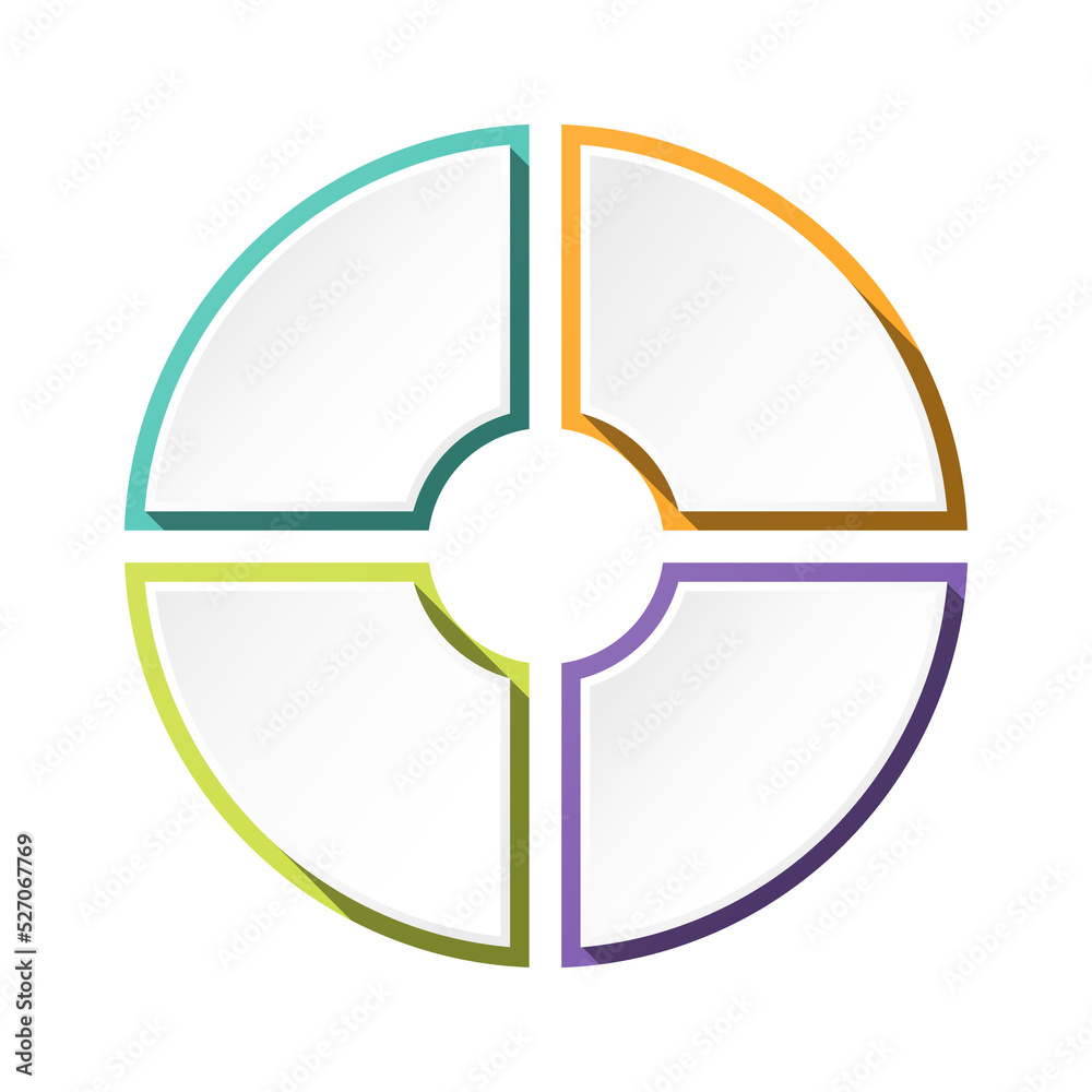 Basic Circle infographics design with 4 steps. Basic Circle infographics design with 4 steps.