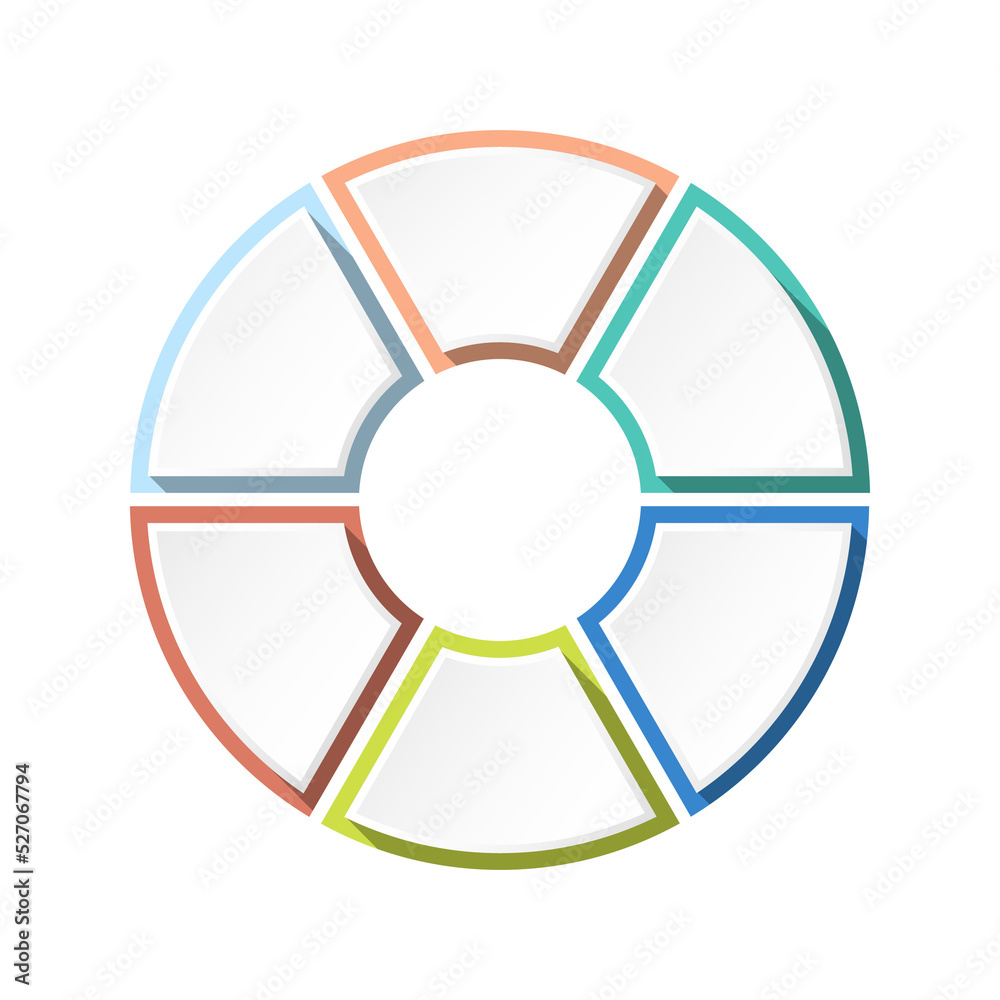 Basic Circle infographics design with 6 steps. Basic Circle infographics design with 6 steps.