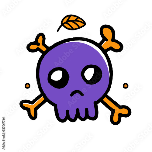Skull Halloween Concept Doodle style vector design Illustration Isolated on white background