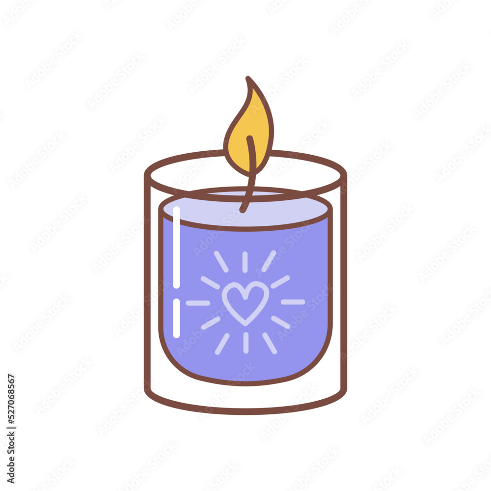 Scented soy wax candle in glass jar - isolated vector object for cozy home  relax design