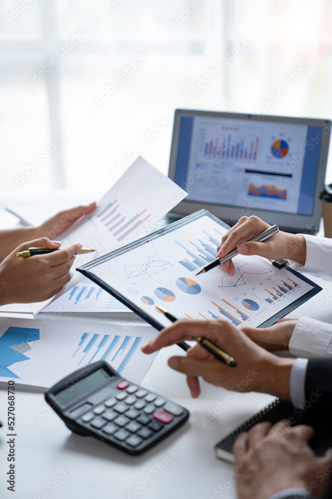 business people meeting in the office Calculate the tax and income of the company's investment. Strategic Planning and Brainstorming colleague concept, report, analyze graph plans business people meeting in the office Calculate the tax and income of the company's investment. Strategic Planning and Brainstorming colleague concept, report, analyze graph plans