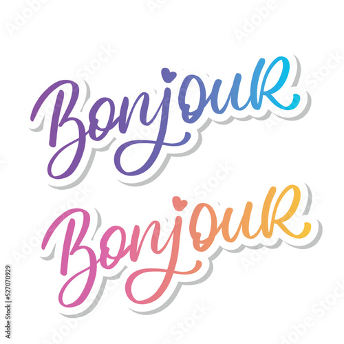 Bonjour Paris Phrase Vector Lettering Calligraphy Brush Chalkboard photo