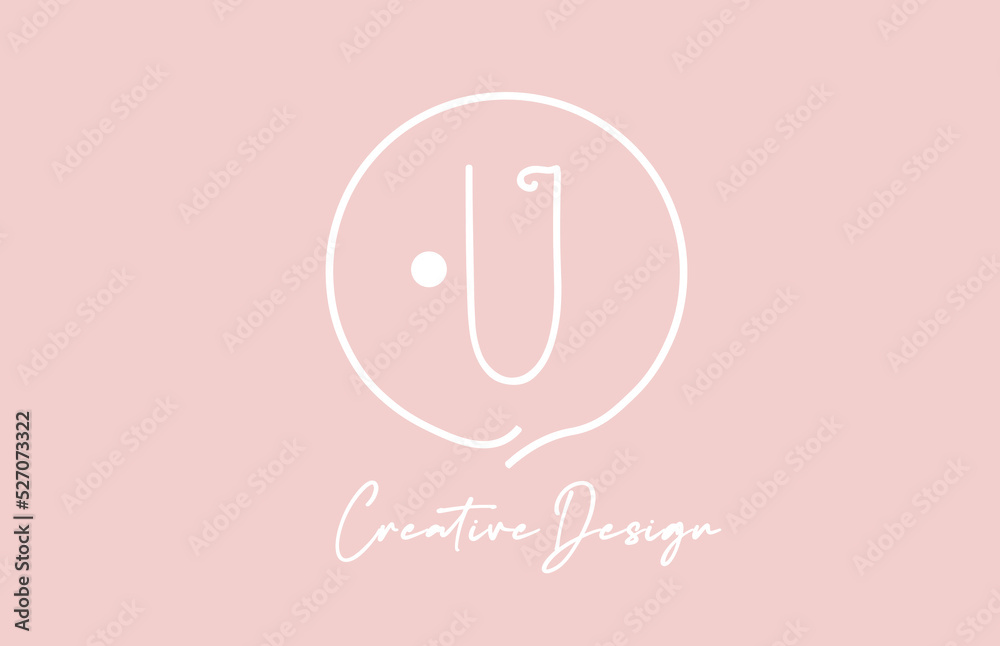 pink white U alphabet letter logo icon design with circle and vintage style. Creative template for company and business pink white U alphabet letter logo icon design with circle and vintage style. Creative template for company and business