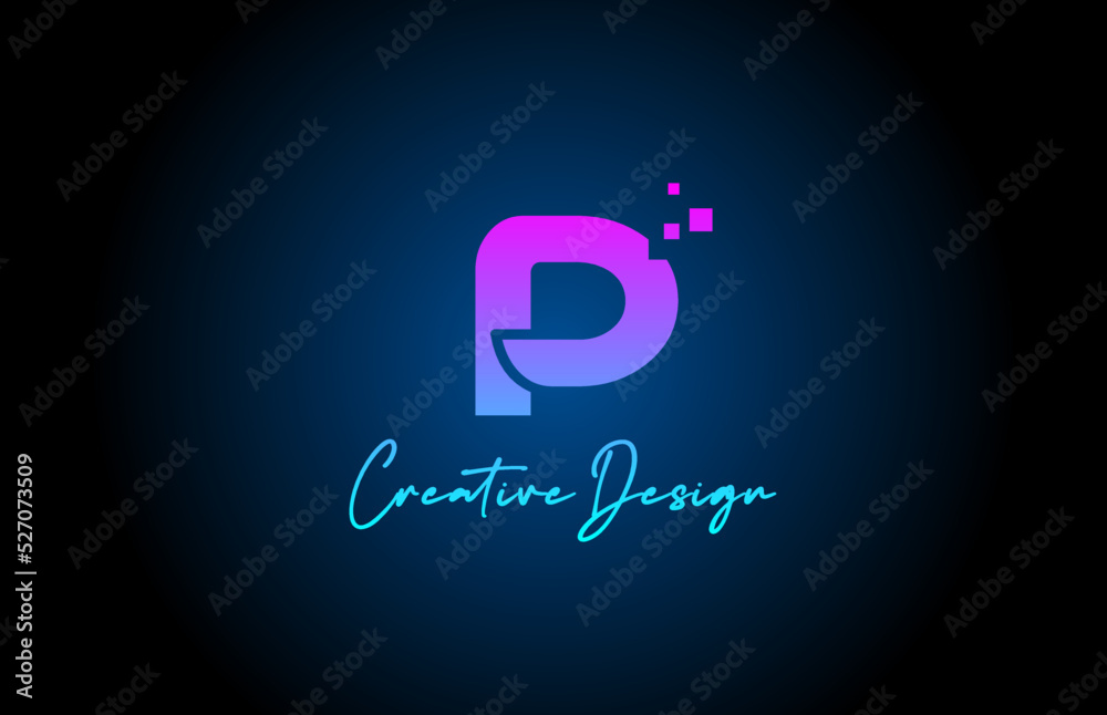 pink blue P alphabet letter logo icon design with dots. Creative template for company and business pink blue P alphabet letter logo icon design with dots. Creative template for company and business
