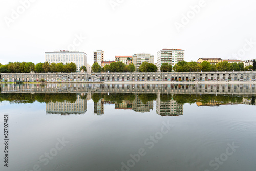 Reflection of Turin, Italy skyline photo