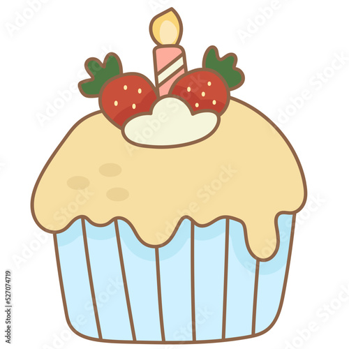 Cupcake With Cream And Strawberry Element Illustration