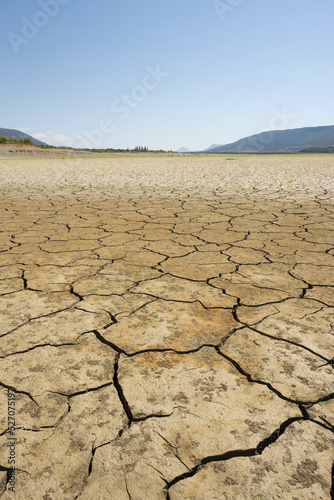 Drought in the cracked earth, climate change concept.