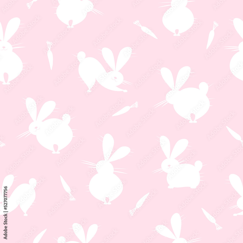 Symbol of chinese new year 2023 rabbit zodiac sign. Funny Bunnies seamless pattern, art background. Vector illustration