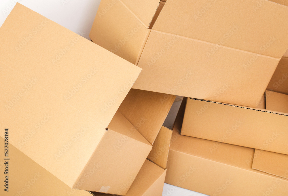 Top view of cardboard open crumpled boxes. Top view of cardboard open crumpled boxes.