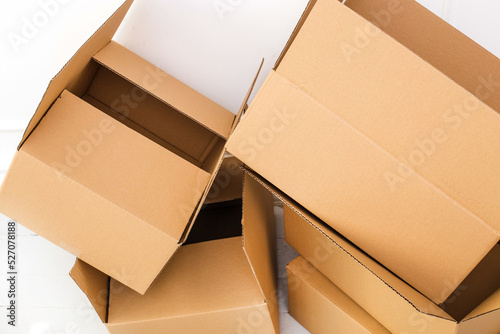 Top view of cardboard open crumpled boxes.  © racool_studio