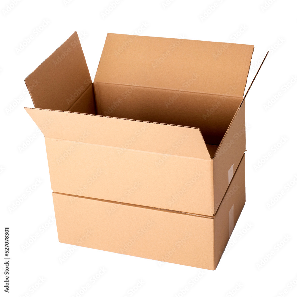 Image of two scotched cardboard boxes on a white background Image of two scotched cardboard boxes on a white background