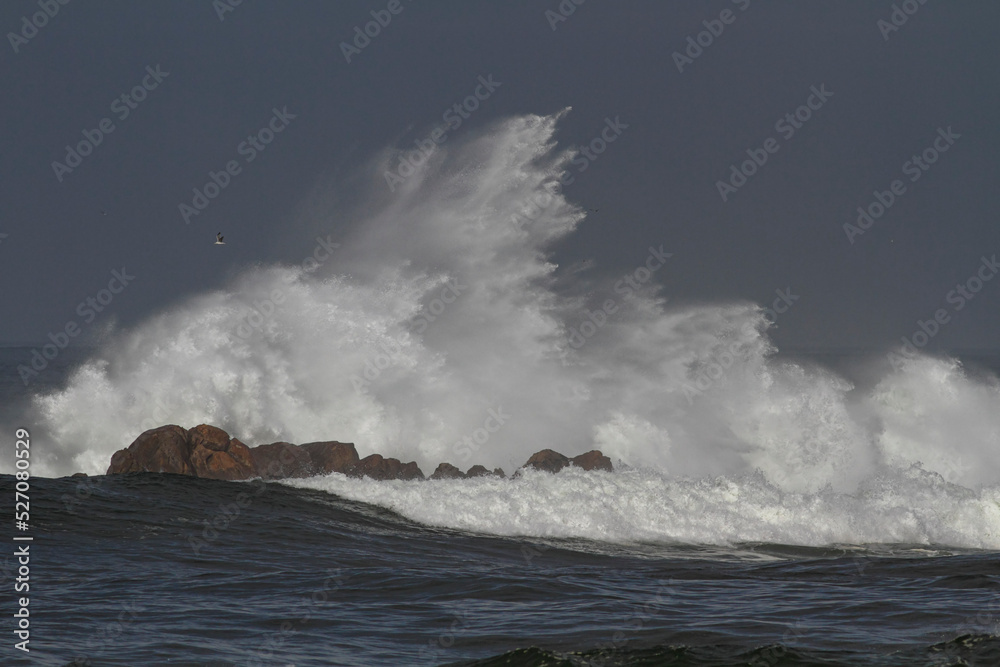 Stormy sea white wave splash