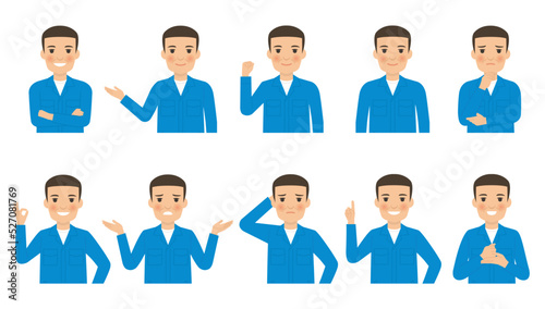 男性トラックドライバーのポーズ集_上半身