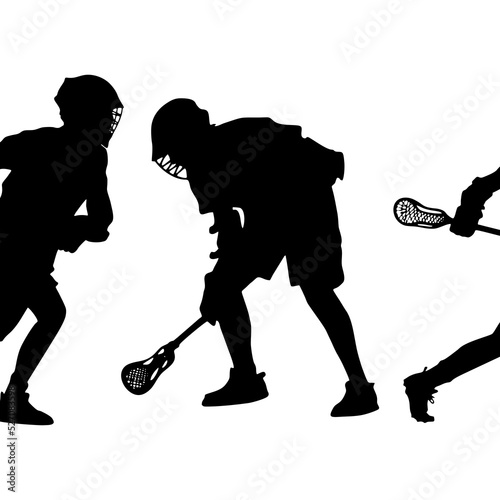 Lacrosse player in action vector background set
