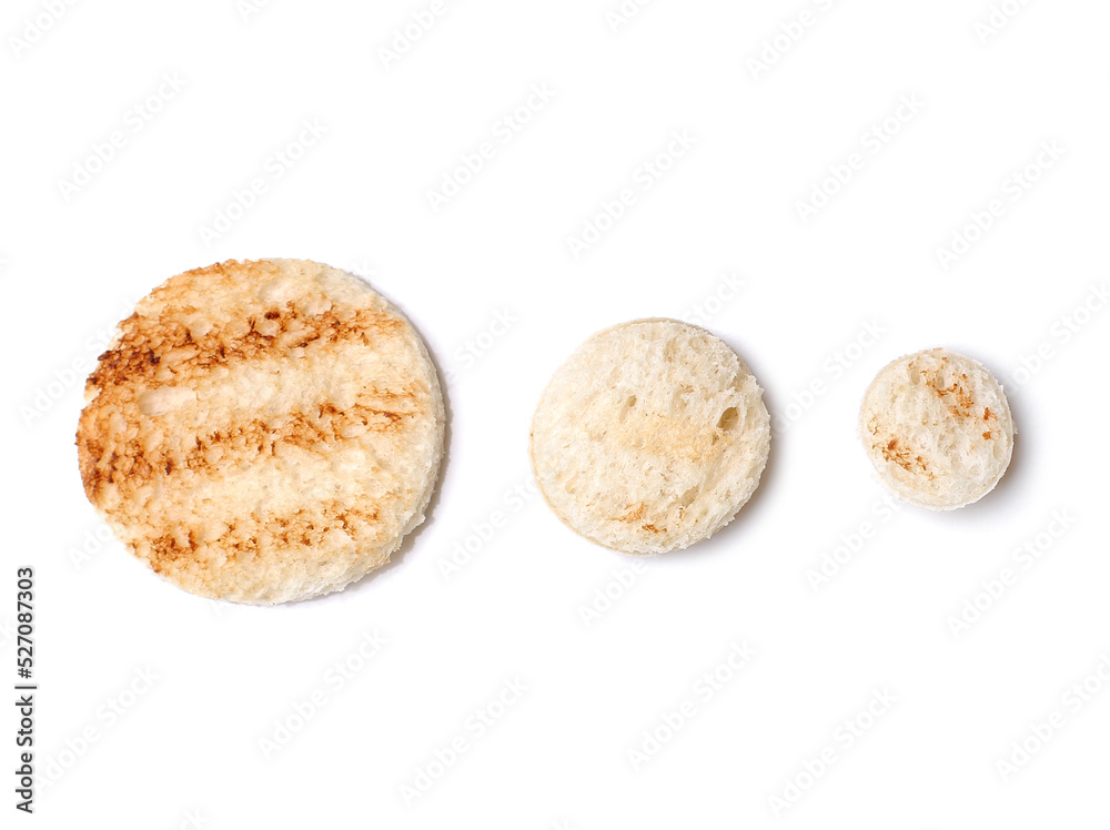 Bread circles isolated on a white background. Bread circles isolated on a white background.