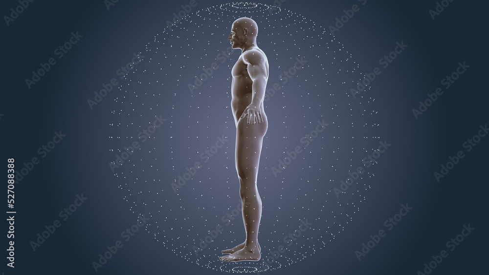 Human body with plexus technology background