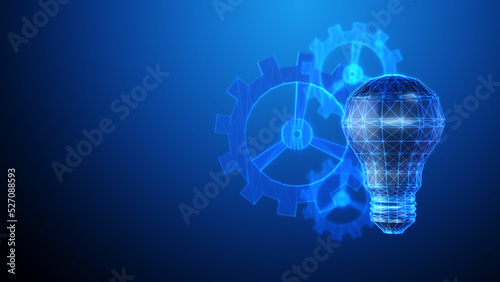 Idea or innovation bulb with gears background