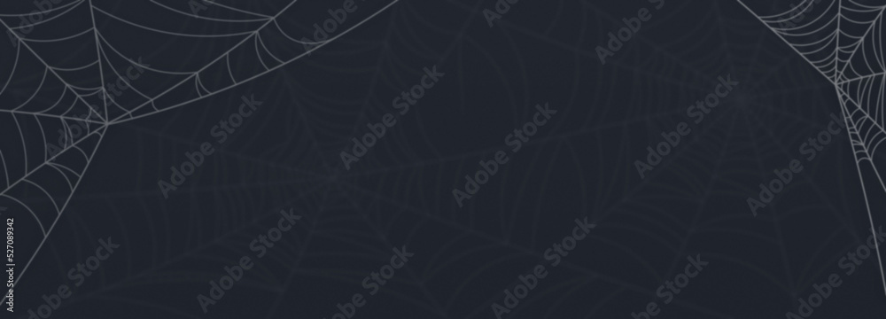 Cartoon style dark night spider web illustration. Halloween design horizontal web banner tamplate blank with copy space place for text text area. Cartoon style dark night spider web illustration. Halloween design horizontal web banner tamplate blank with copy space place for text text area.