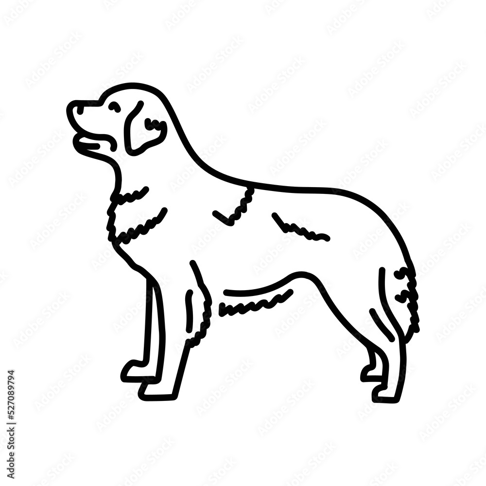 The dog stands in profile color line icon. Pictogram for web page The dog stands in profile color line icon. Pictogram for web page