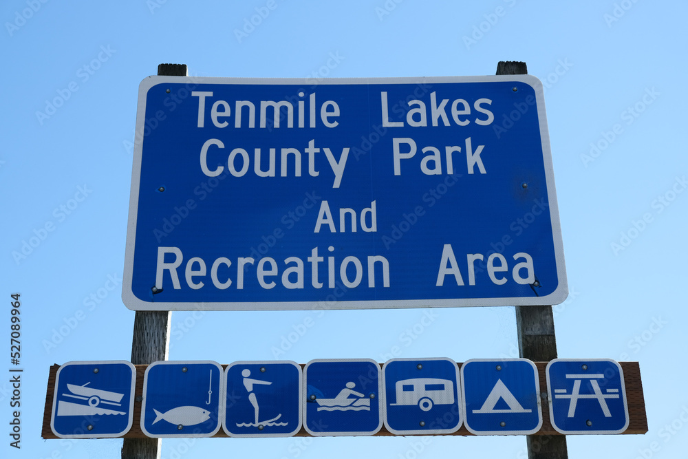 Sign of information about Tenmile Lake County Park, Lakeside Oregon