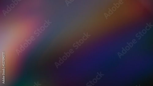 Defocused color light. Holographic banner. Bokeh glare. Blur neon pink blue orange gradient glow leak on decorative abstract empty space background.
