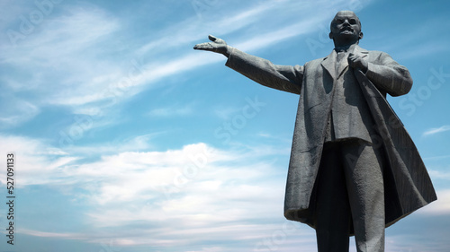 Bishkek, Kyrgyzstan - May 2022: Vladimir Lenin Statue in Bishkek city. Vladimir Lenin was a revolutionary politician, and political thinker from Russia.