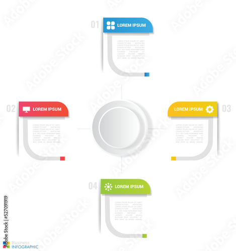 simple business infographic with circle shape for business infographic template with four color