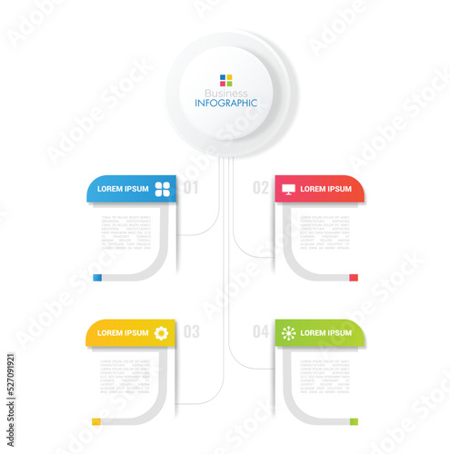 simple business infographic with circle shape for business infographic template with four color