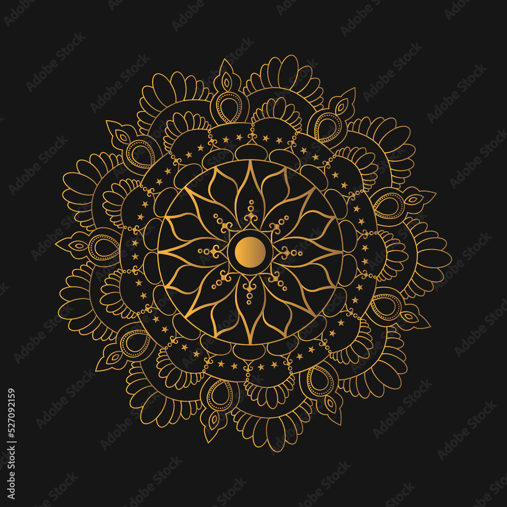 Golden Mandala on black background
