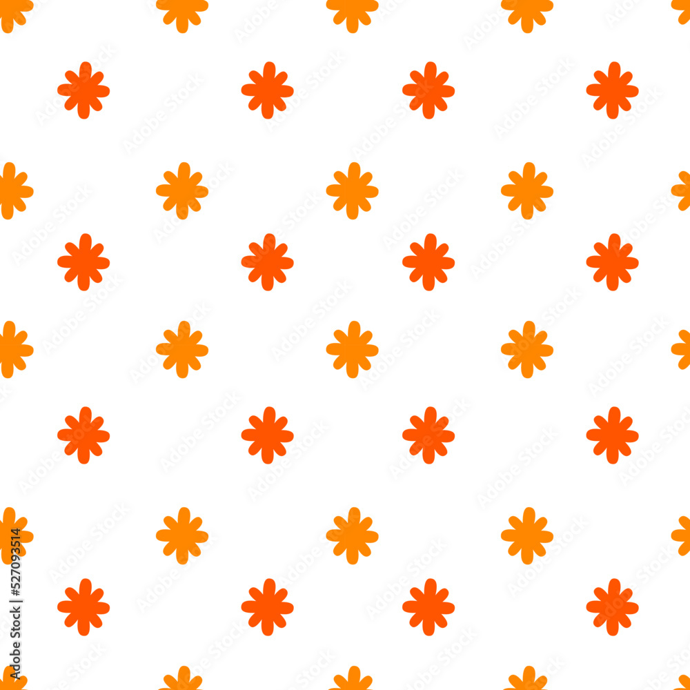 Orange elements pattern on the white background cartoon vector pattern. Ginger tiny flower pattern