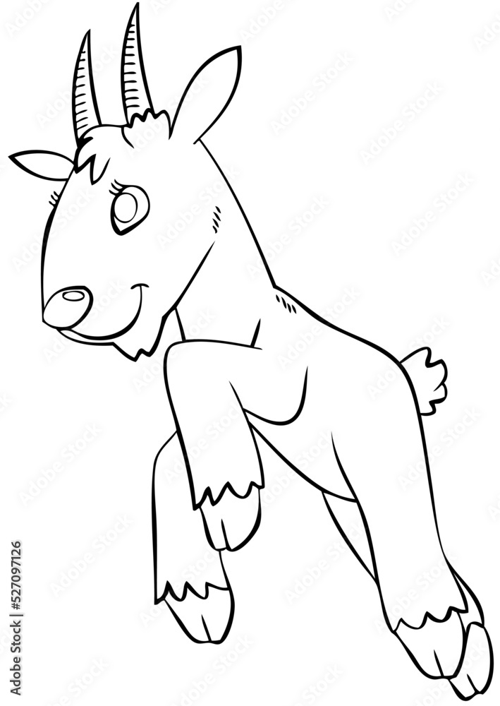 Goat. Element for coloring page. Cartoon style.