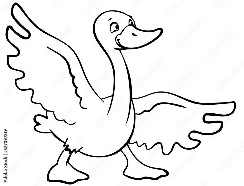 Fototapeta premium Goose. Element for coloring page. Cartoon style.